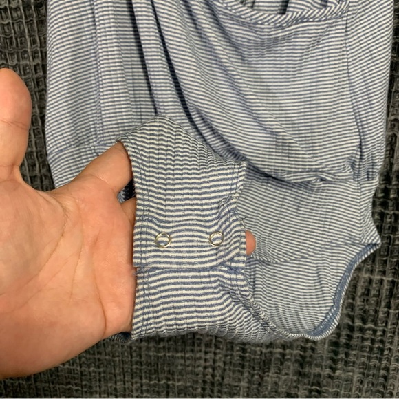 Harlowe & Graham Blue & White Stripe Women's Spaghetti Strap Bodysuit Large #929 - Picture 5 of 10